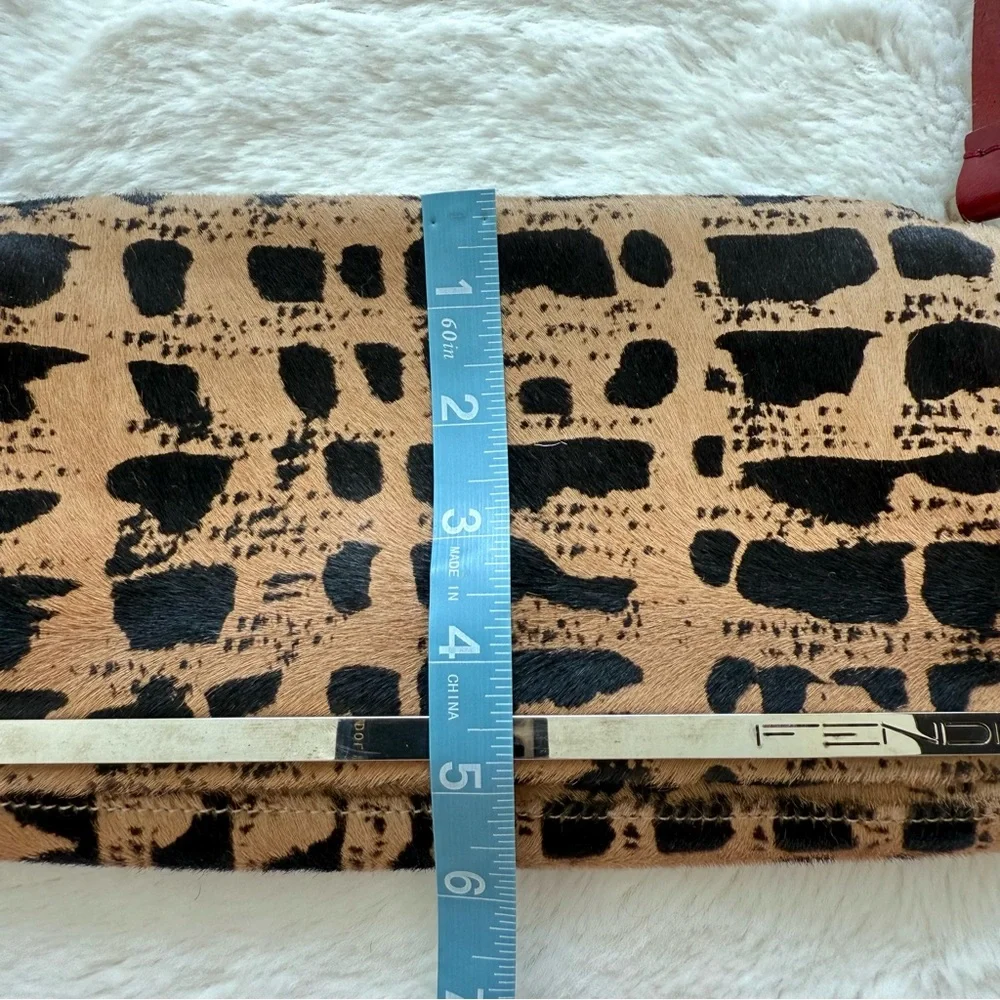 Fendi Brown Printed Pony Hair Baguette Black Beige Vintage 2000s Authentic - Picture 11 of 15